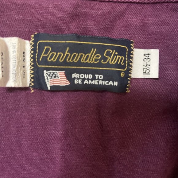 Panhandle Men's Shirt Size 15.5x34 Heavy Denim Pearl Snap Long Sleeve Purple - Picture 7 of 9